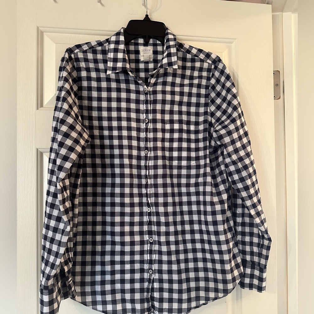 J. Crew Blue and White Gingham Casual Shirt